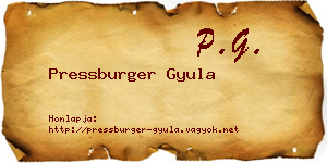 Pressburger Gyula névjegykártya
